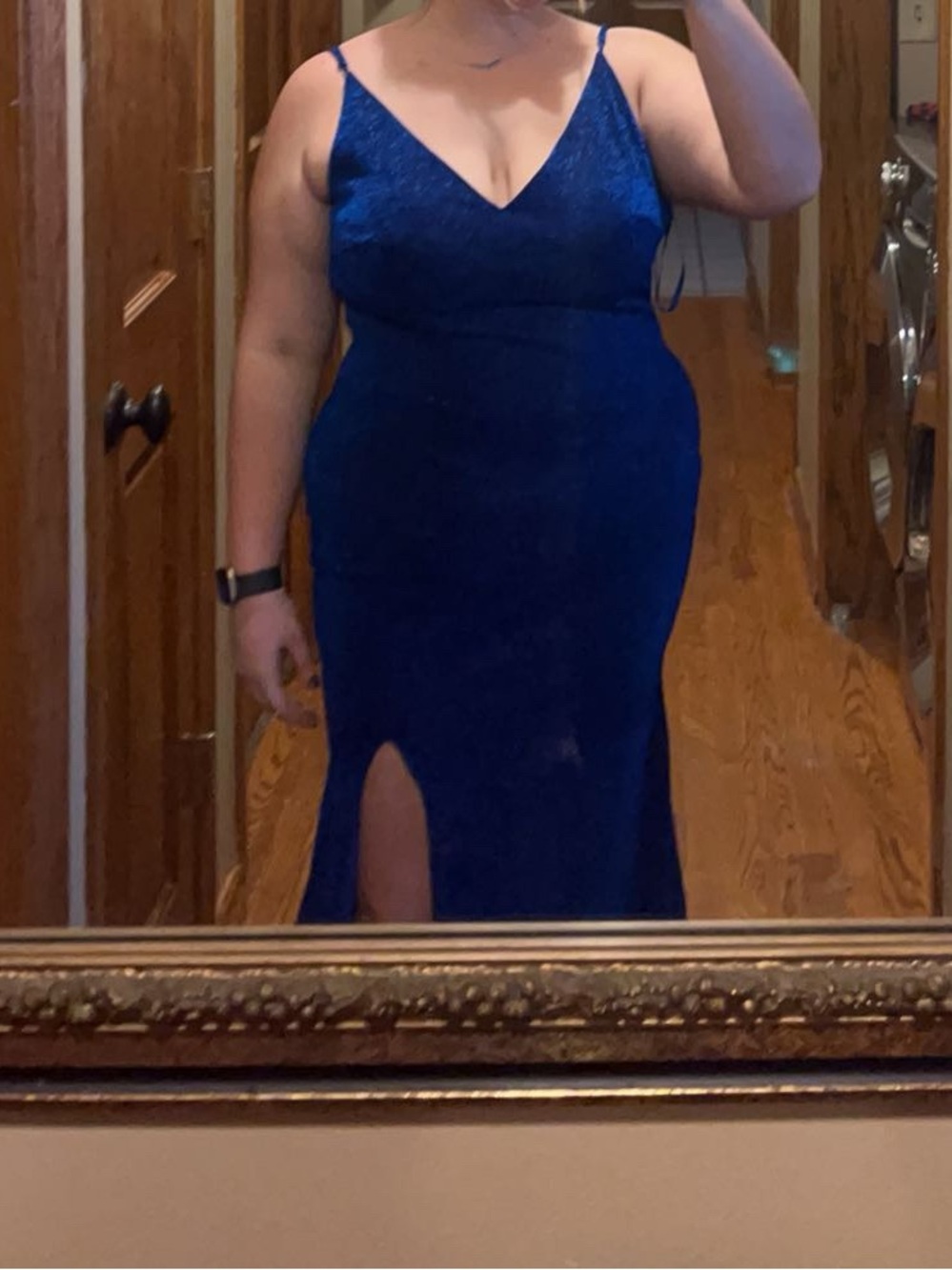 Elegant Royal Blue V-Neck Evening Dress